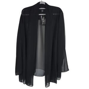 Maggie Barnes NWT Sheer Long Sleeve Lightweight Black Women's Cardigan 2X